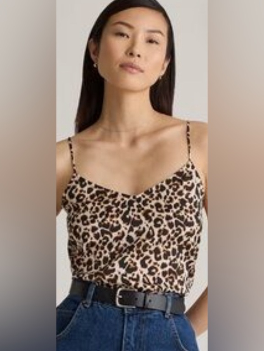 Leopard Print Washable Stretch Silk V-Neck
Cami Size Large